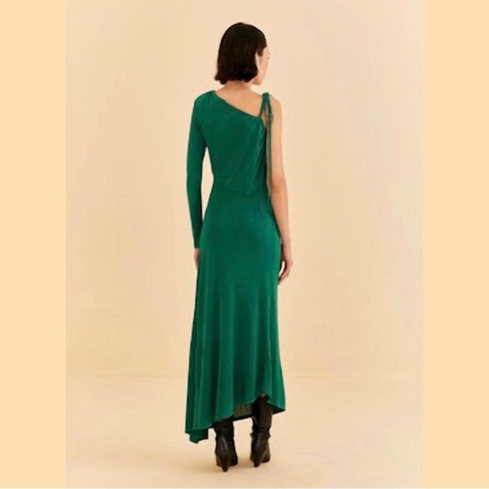 NWT FARM RIO ONE-SHOULDER MIDI DRESS in EMERALD COLOR - Picture 6 of 12